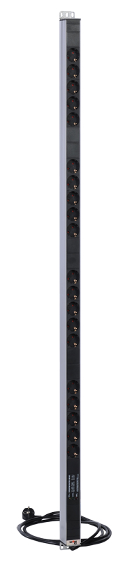 Rem R-16-20S-FI-1420-3 Блок розеток вертикальный с фил. и инд., 20 Schuko, 16A, алюм., 33-38U, 3м