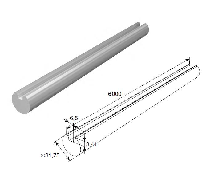 DOORHAN 25516/M Вал полнотелый с пазом под шпонку ОЦ 1"