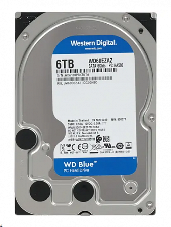 WD60EZAZ, Жесткий диск HDD SATA-III WD Blue, 6ТБ, 3.5&quot; 5400rpm