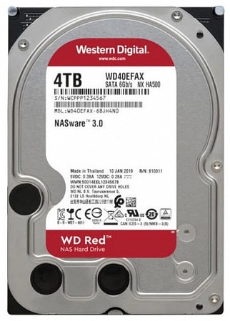 HDD SATA-III WD Red, WD40EFRX, 4ТБ, 3.5&quot;, 5400об/мин, 64Мб, Жесткий диск